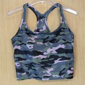 Pickletini Indi Racerback Tank Top Femme Camo Green Pink Activewear Crop M NWT